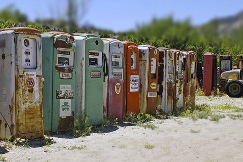 Framed Vintage Gas Pumps Tilt Print