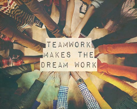 Teamwork Makes The Dream Work Stacking Hands Color Fine Art Print by ...