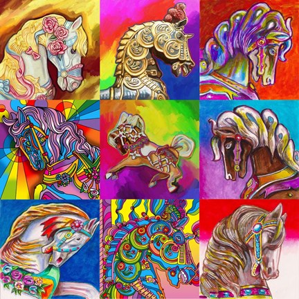 Framed Carousel Ponies Print