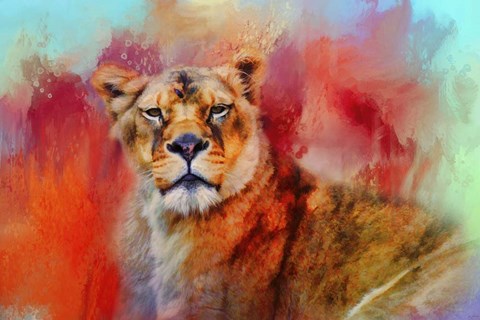 Framed Colorful Expressions Lioness Print