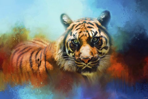 Framed Colorful Expressions Tiger 2 Print