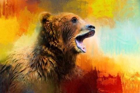 Framed Colorful Expressions Grizzly Bear 2 Print