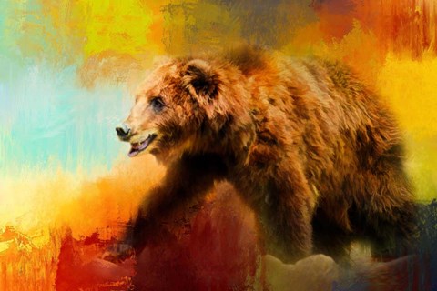 Framed Colorful Expressions Grizzly Bear Print