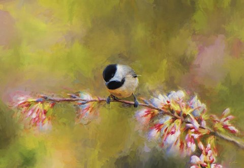 Framed Impressionist Chickadee Print