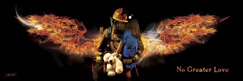 by Jason Bullard Art Print Fireman Poster 14x18 No Greater Love Firefighter 
