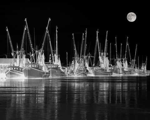 Framed Shrimp Boats Asleep Print