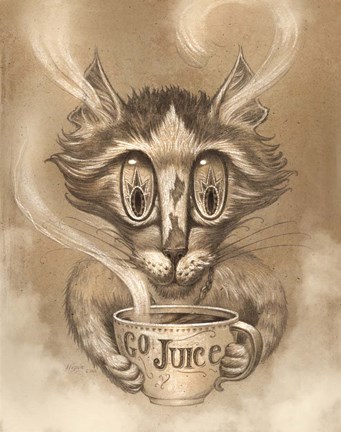Framed Coffee Cat Go Juice Print