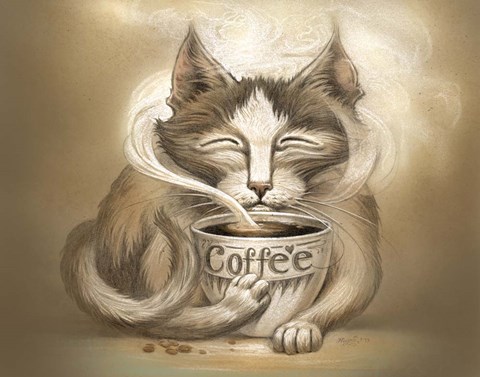 Framed Coffee Cat Print