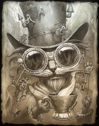 Framed Steampunk Cat Print