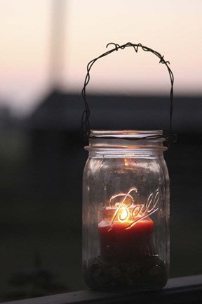 Framed Candle in a Mason Jar Print
