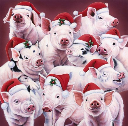 Framed Christmas Piggies Print