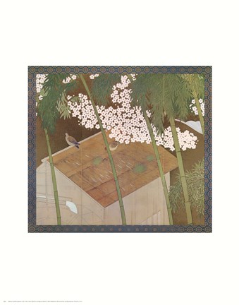 Framed Cherry Blossoms &amp; Pigeons Print