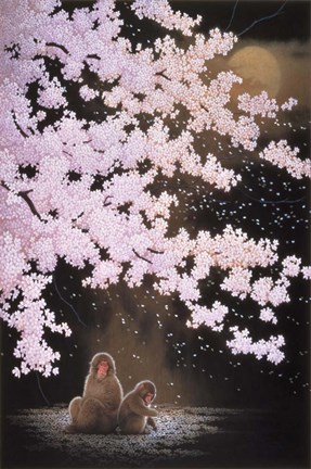 Framed Falling Cherry Blossoms Print