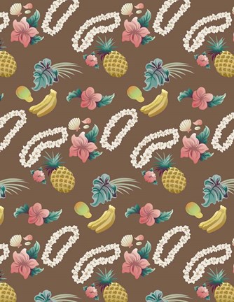 Framed Hawaiian Brown Pattern Print