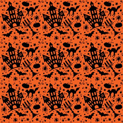 Framed Halloween House Pattern Print