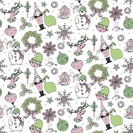 Framed Christmas Half Drop Pattern Print