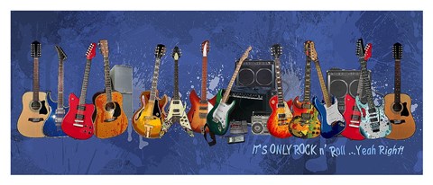Framed Guitars - It&#39;s Only Rock n&#39; Roll Print