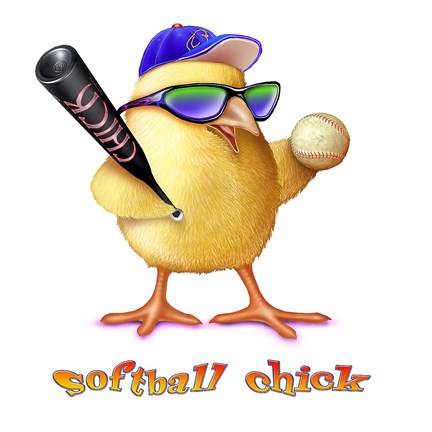 Framed Softball Chick Print