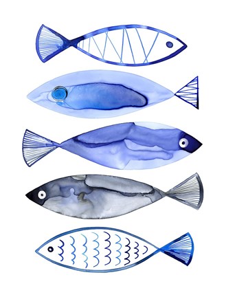 Framed Retro Watercolour Fish Print