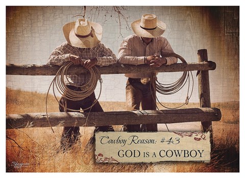 Framed God is a Cowboy Print
