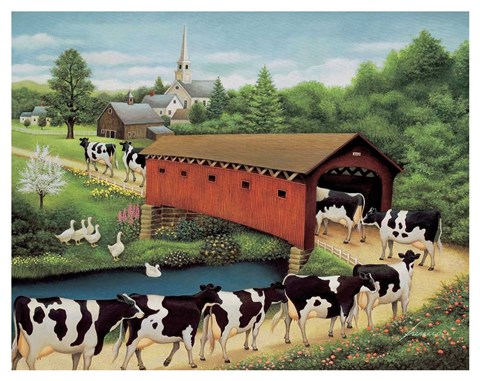 Framed Cows in West Arlington Print