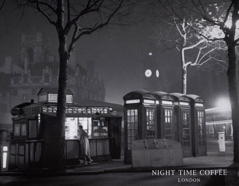 Framed Night Time Coffee, London Print