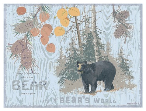 Framed Bear&#39;s World Gray Print