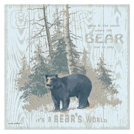 Framed Bear&#39;s World Tan (square) Print