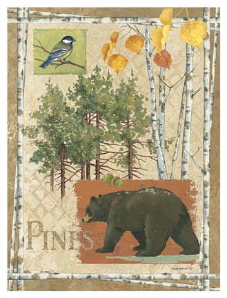Framed Bl Bear Pines (vertical) Print