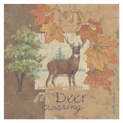Framed Deer / Deer / Elk Crossesing Print