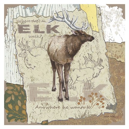 Framed Elk Walk Print