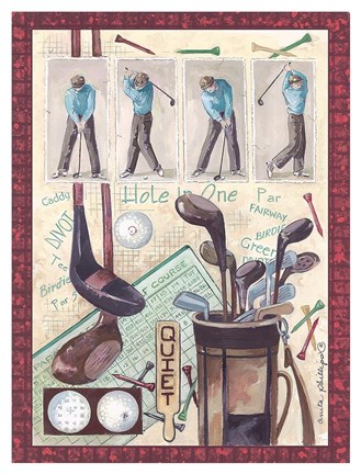 Framed Golf Clubs and Golf Balls Print