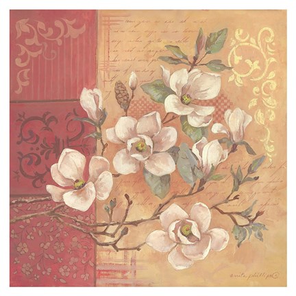 Framed Magnolia and Leaves Print