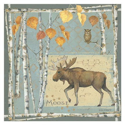 Framed Moose (blue background) Print