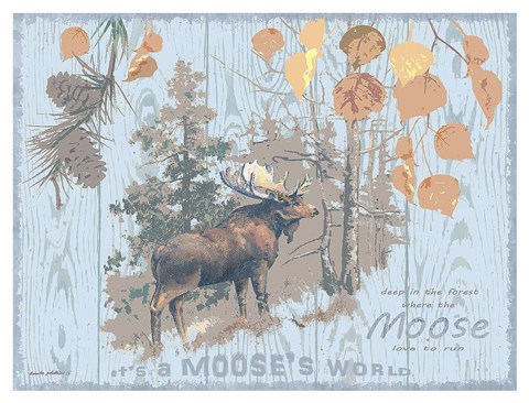 Framed Moose&#39;s World Gray Print