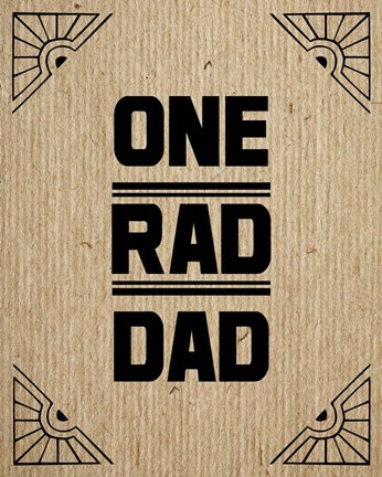 Framed One Rad Dad - Brown Cardboard Print