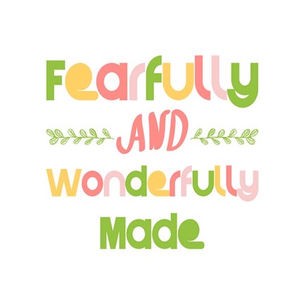 Framed Fearfully and Wonderfully Made - Pink and Green Print
