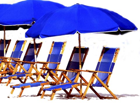 Framed Beach Chairs II Print