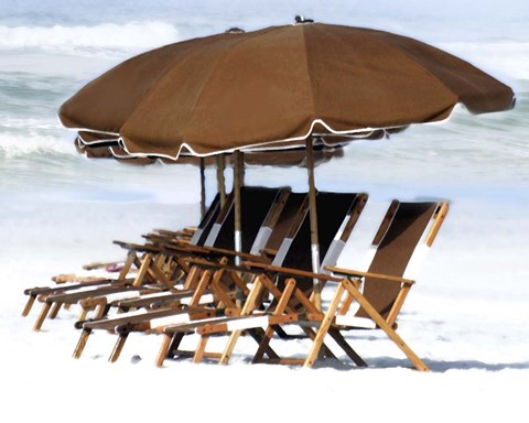 Framed Beach Chairs V Print