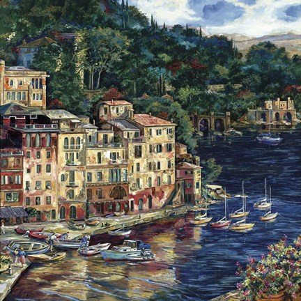 Framed Daybreak of Portofino Print