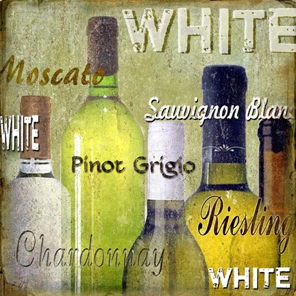 Framed White Wine Bottles Print