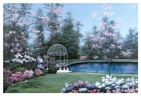 Framed Lakeside Gazebo Print