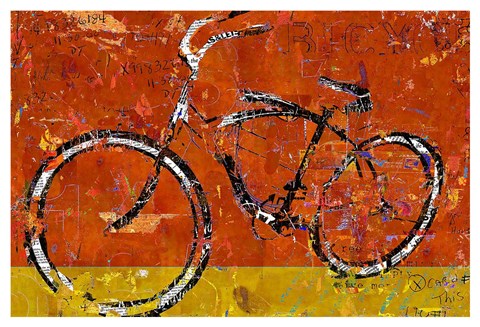 Framed Gold and Orange Bike Print