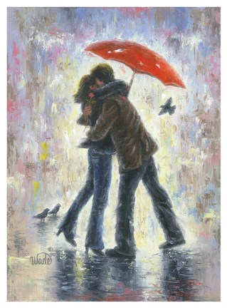 Framed Kiss in the Rain Print
