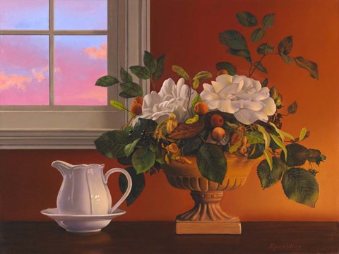 Framed Sill Life by A Window Print