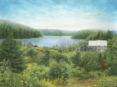 Framed Fishing Lodge In Quebec Print