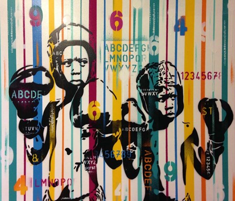 Framed Boxers And Alphabet Print