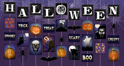 Framed Halloween on Strings Print