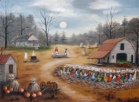 Framed Corn Shucking Print