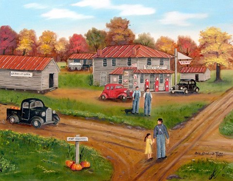 Framed Cat Square In The Autumn Print